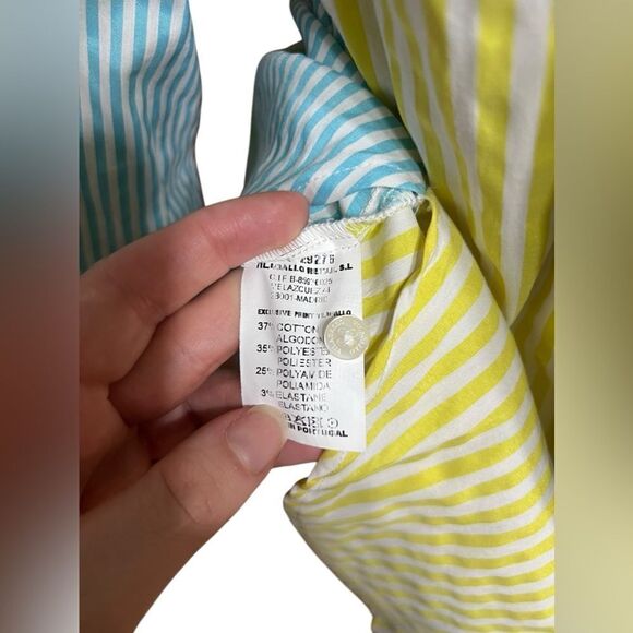 Vilagallo Donia Shirt 46 xl multicolored stripes vibrant button down blouse top - Picture 5 of 7